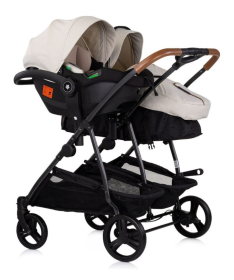 Chipolino Duo Smart kombinovana kolica za blizance 2 u 1 sa auto sedištem Biscotta