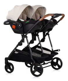 Chipolino Duo Smart kombinovana kolica za blizance 2 u 1 sa auto sedištem Biscotta