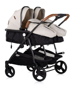 Chipolino Duo Smart kombinovana kolica za blizance 2 u 1 sa auto sedištem Biscotta