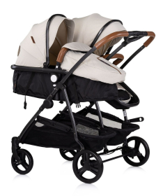 Chipolino Duo Smart kombinovana kolica za blizance 2 u 1 sa auto sedištem Biscotta
