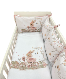 Deksi komplet posteljina za krevetac za bebe Zeka Roze