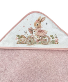 Deksi peškir za bebe sa kapuljačom 100x100cm Zeka Roze