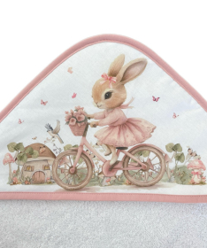 Deksi peškir za bebe sa kapuljačom 75x75cm Zeka Roze