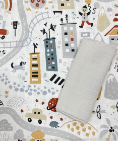 Deksi muslin tetra pelena za bebe Saobraćaj siva 80x80 cm - 2 komada