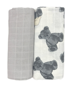 Deksi muslin tetra pelena za bebe Mede Siva 80x80 cm - 2 komada
