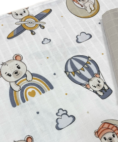 Deksi muslin tetra pelena za bebe Meda Pilot siva 80x80 cm - 2 komada