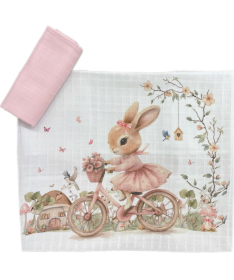 Deksi muslin tetra pelena za bebe Zeka Roze 80x80 cm - 2 komada