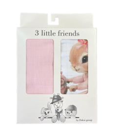 Deksi muslin tetra pelena za bebe Zeka Roze 80x80 cm - 2 komada