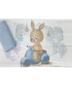 Deksi muslin tetra pelena za bebe Zeka na Motoru plava 80x80 cm - 2 komada