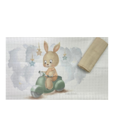 Deksi muslin tetra pelena za bebe Zeka na Motoru Mint 80x80 cm - 2 komada