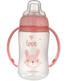 Canpol Babies flašica/šolja sa kljunom i ručkama 320ml Happy Animals 56/512 Pink