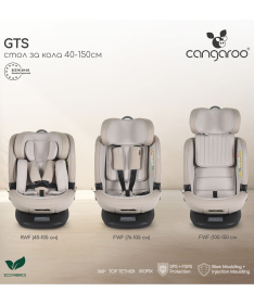 Cangaroo GTS Roto Isofix&Top Thether auto sedište za bebe 40-150cm Charcoal Grey