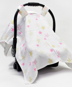 Bebekevi prekrivač od muslina za auto sedište Roze