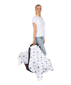 Bebekevi prekrivač od muslina za auto sedište Plava