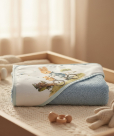 Deksi peškir za bebe sa kapuljačom Zeka na bicikli 100x100 Plava