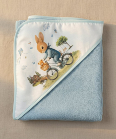 Deksi peškir za bebe sa kapuljačom Zeka na bicikli 100x100 Plava
