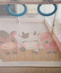 JOY ogradica za bebe 127x127 cm Print Bež