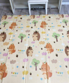 PLAYTIME sklopiva podloga za bebe Ježići&Mačići 120x120x1 cm