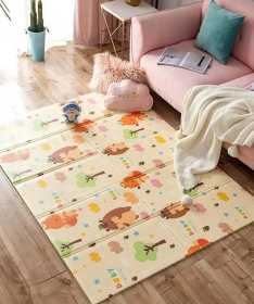 PLAYTIME sklopiva podloga za bebe Ježići&Mačići 120x120x1 cm