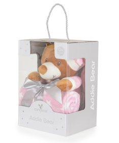 Cangaroo ćebence za bebe sa plišanom igračkom 75x90cm Addie Bear Pink