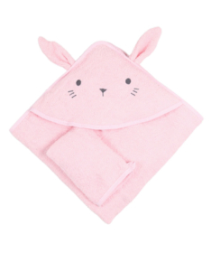 Bebekevi peškir sa kapuljačom i rukavicom 75x75cm Zeka Roze