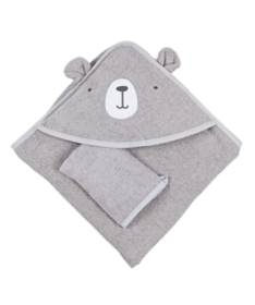 Bebekevi peškir sa kapuljačom i rukavicom 75x75cm Meda Siva