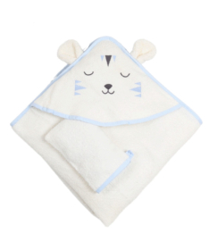 Bebekevi peškir sa kapuljačom i rukavicom 75x75cm Cute Lion Bela