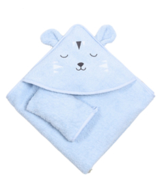 Bebekevi peškir sa kapuljačom i rukavicom 75x75cm Cute Lion Plava