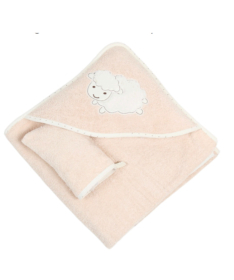 Bebekevi peškir sa kapuljačom i rukavicom 75x75cm Ovčica Bež