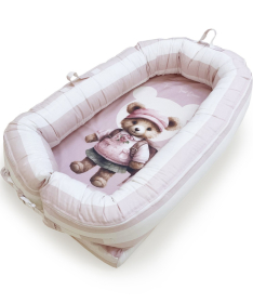 Textil multifunkcionalno gnezdo za bebe Teddy roze