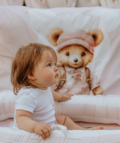 Textil multifunkcionalno gnezdo za bebe Teddy roze