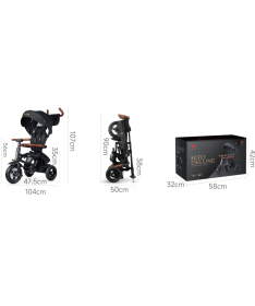 QPlay Rito Deluxe tricikl za decu sa gumenim točkovima do 25 kg Black