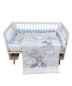 Textil komplet posteljina za krevetac za bebe Plavi Zeka - 120x60 cm