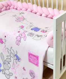 Textil komplet posteljina za krevetac za bebe Rozi Zeka - 120x60cm
