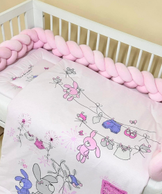 Textil komplet posteljina za krevetac za bebe Rozi Zeka - 120x60cm