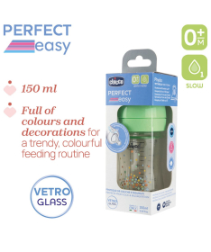 Chicco staklena flašica za bebe od rođenja Perfect Easy 150ml spori protok