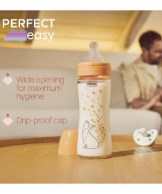 Chicco staklena flašica za bebe od rođenja Perfect Easy 240ml spori protok