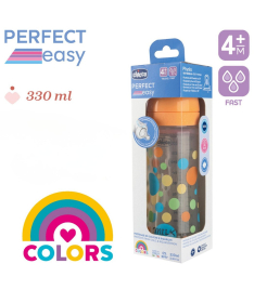 Chicco plastična flašica za dečake 4m+ Perfect Easy 330ml brzi protok