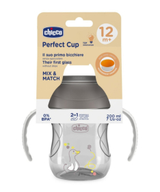 Chicco no spill čaša za decu 12m+ Perfect 360 stepeni Siva