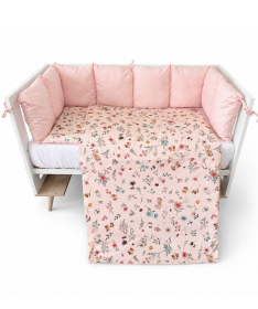 Textil komplet posteljina za krevetac za bebe Cvetna družina - 120x60 cm