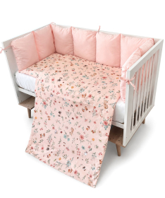 Textil komplet posteljina za krevetac za bebe Cvetna družina - 120x60 cm