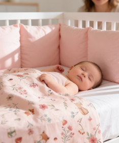 Textil komplet posteljina za krevetac za bebe Cvetna družina - 120x60 cm