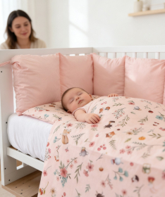 Textil komplet posteljina za krevetac za bebe Cvetna družina - 120x60 cm
