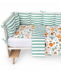 Textil komplet posteljina za krevetac za bebe Dino družina - 120x60 cm