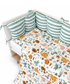 Textil komplet posteljina za krevetac za bebe Dino družina - 120x60 cm
