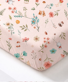 Textil čaršav za krevetac za bebe sa lastišom 120x60cm Cvetna družina