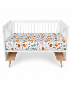 Textil čaršav za krevetac za bebe sa lastišom 120x60cm Dino družina