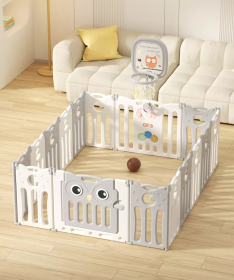 FEELKIDS sklopiva ogradica za bebe sa košem L Sovica Sivo Bela