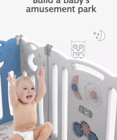 FEELKIDS sklopiva ogradica za bebe sa košem L Sovica Sivo Bela