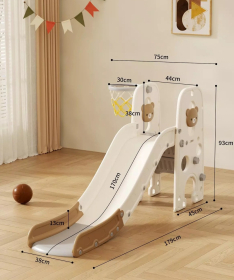 Feelkids dečji tobogan sa košem Meda-2 170cm Braon Beli